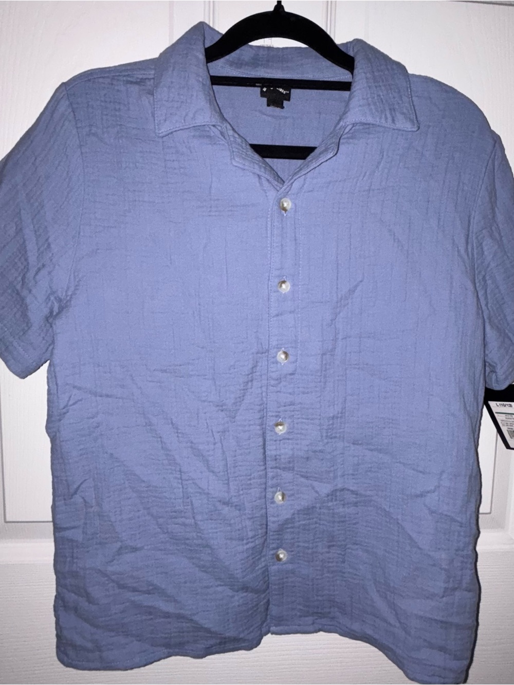 Boys Light Blue Short-Sleeve Button-Up Shirt